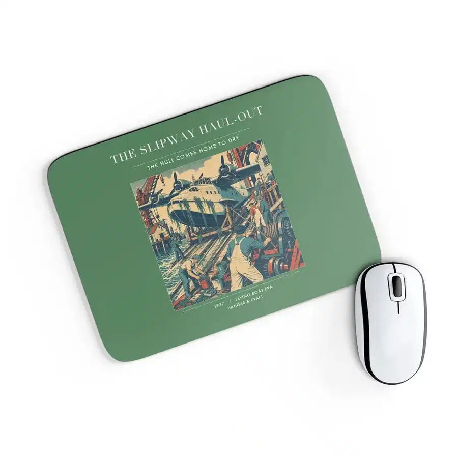 VINTAGE G4440 - The Slipway Haul-Out - Designed Mouse Pads design on green rectangle