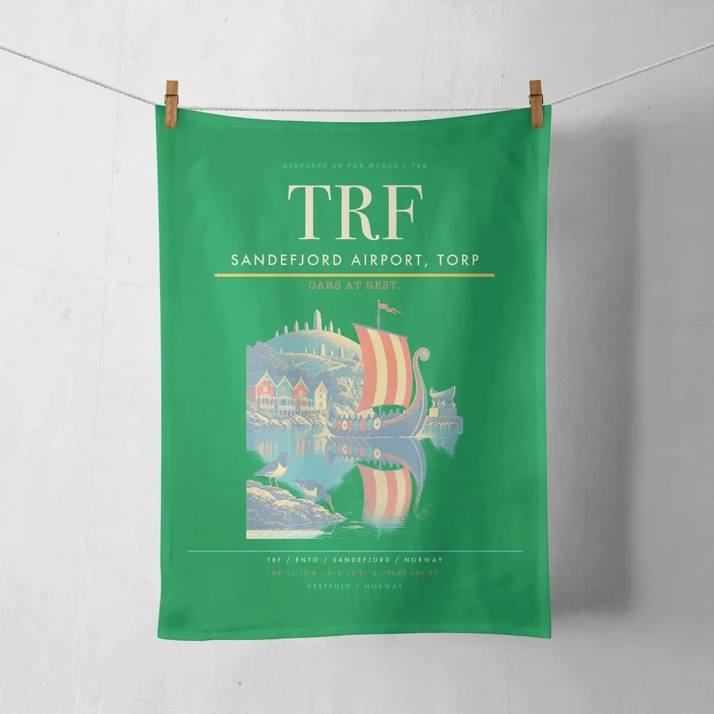 Sandefjord Airport, Torp (TRF) design on green towel