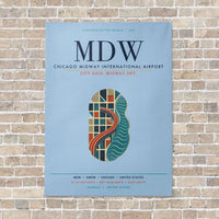 Thumbnail for Chicago Midway International Airport MDW vertical canvas print - no frame - light blue background