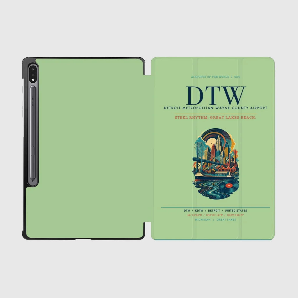 Detroit Metropolitan Wayne County Airport (DTW) design on light green samsung tablet tablet case
