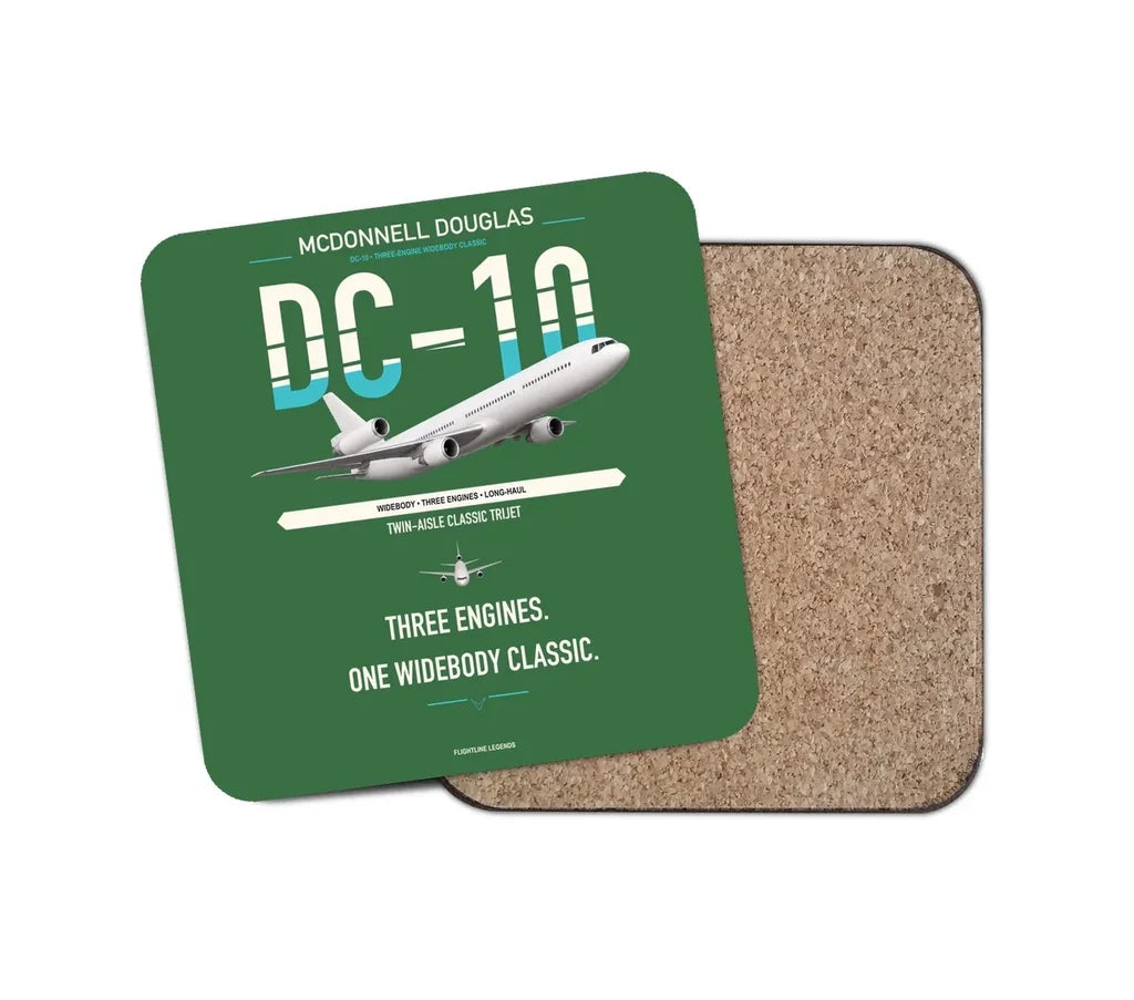 McDonnell Douglas DC-10 design on green 1 piece coaster