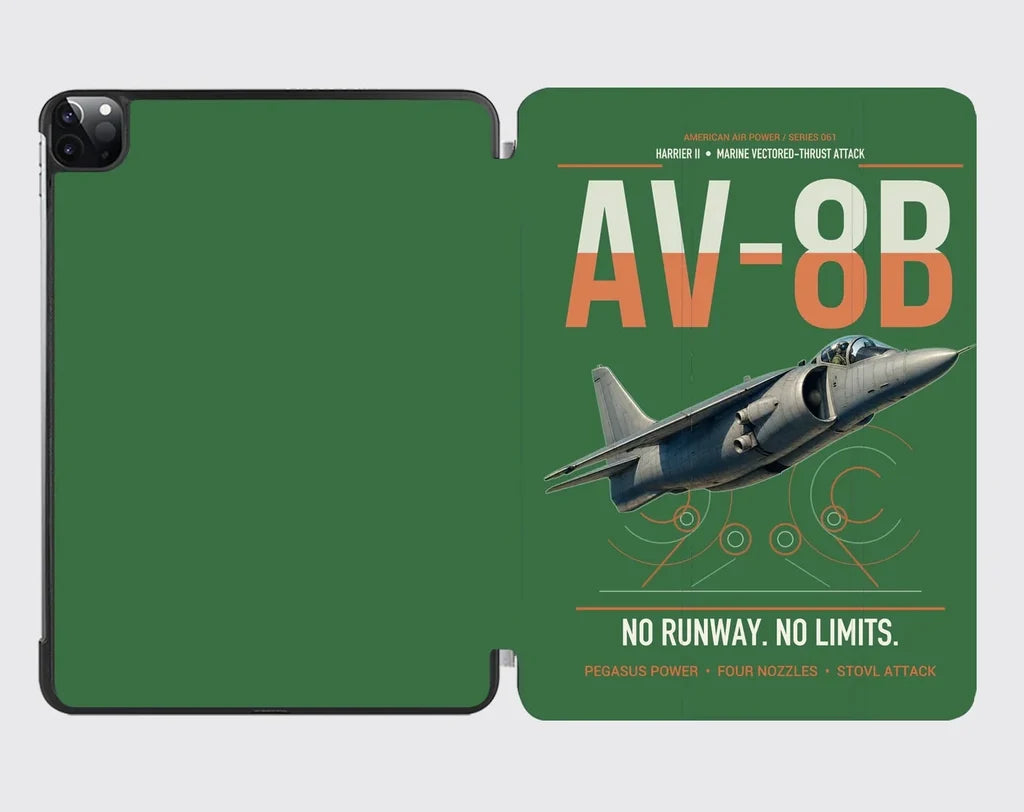 AV-8B Harrier II design on green ipad tablet case