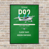 Thumbnail for Tecnam P92 Echo MkII vertical canvas print - framed - green background