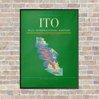 Thumbnail for Hilo International Airport ITO vertical canvas print - framed - green background