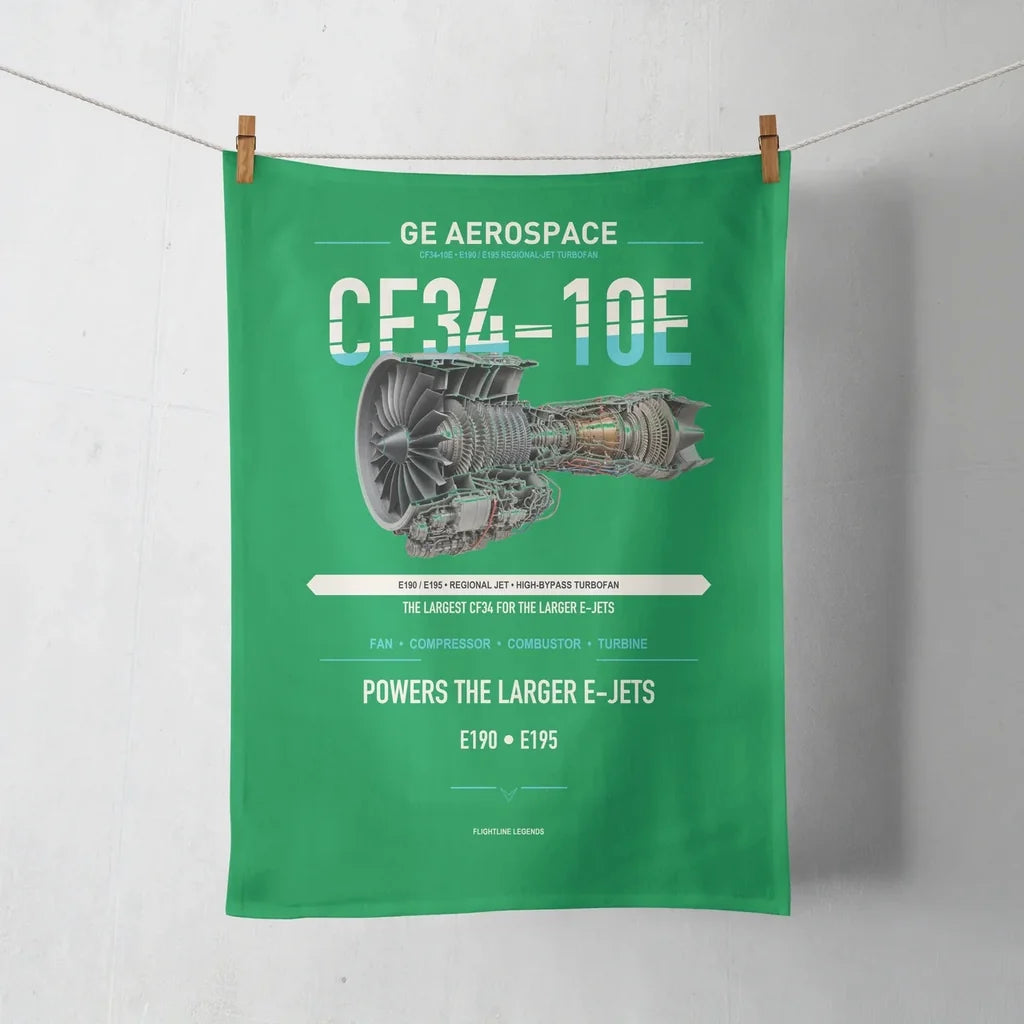 CF34-10E design on green towel