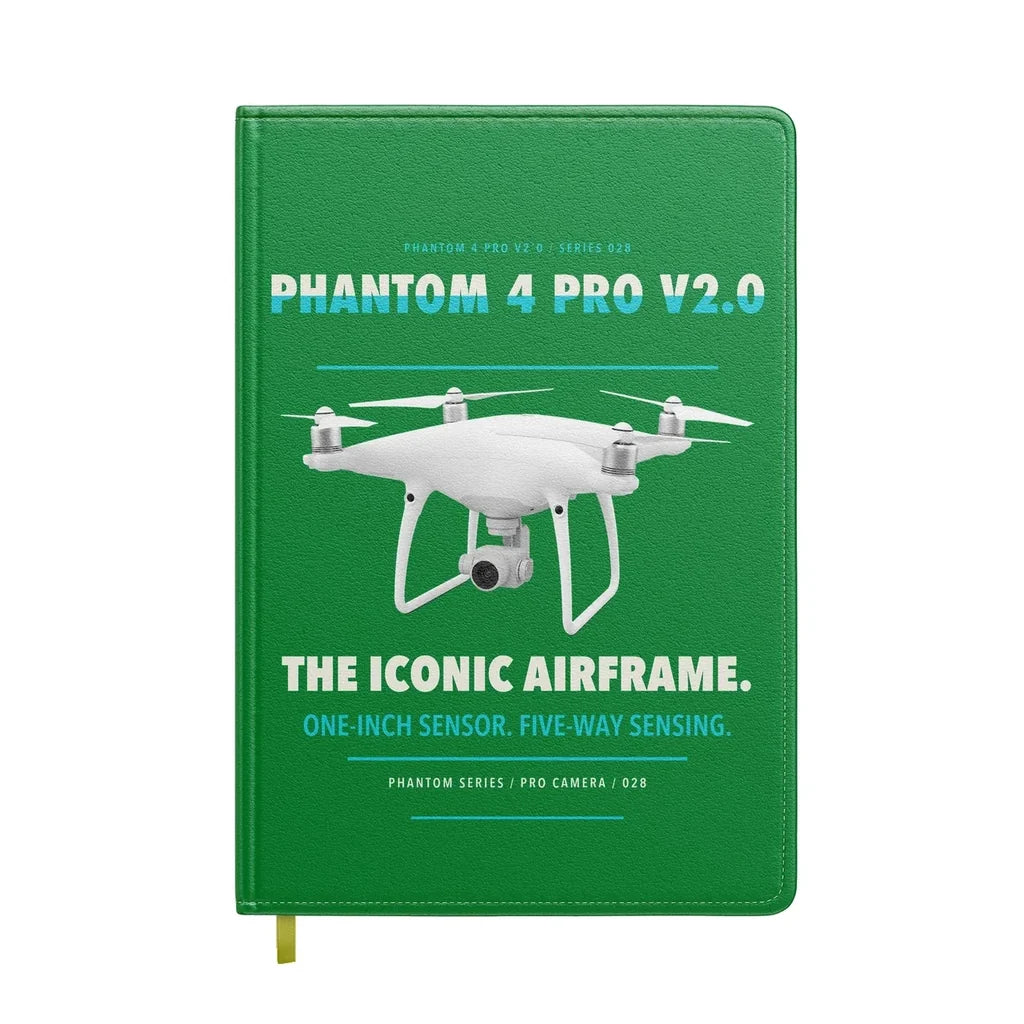 DJI Phantom 4 Pro V2.0 design on green notebook