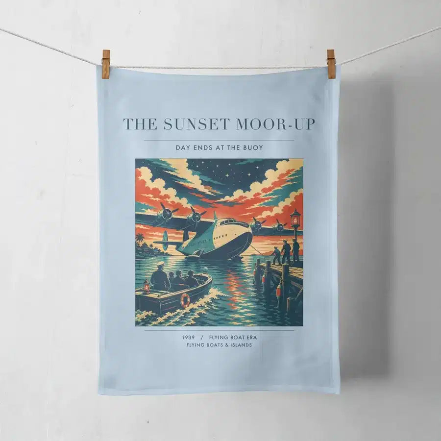 VINTAGE G4277 - The Sunset Moor-Up - Designed Towels design on lightblue