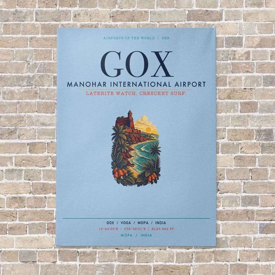 Manohar International Airport Mopa GOX vertical canvas print - no frame - light blue background