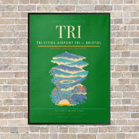 Thumbnail for Tri-Cities Airport TRI — Bristol vertical canvas print - framed - green background