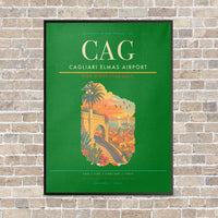 Thumbnail for Cagliari Elmas Airport CAG - Canvas Framed - Green