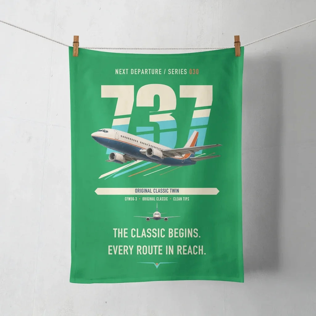 Boeing 737-300 Classic design on green towel