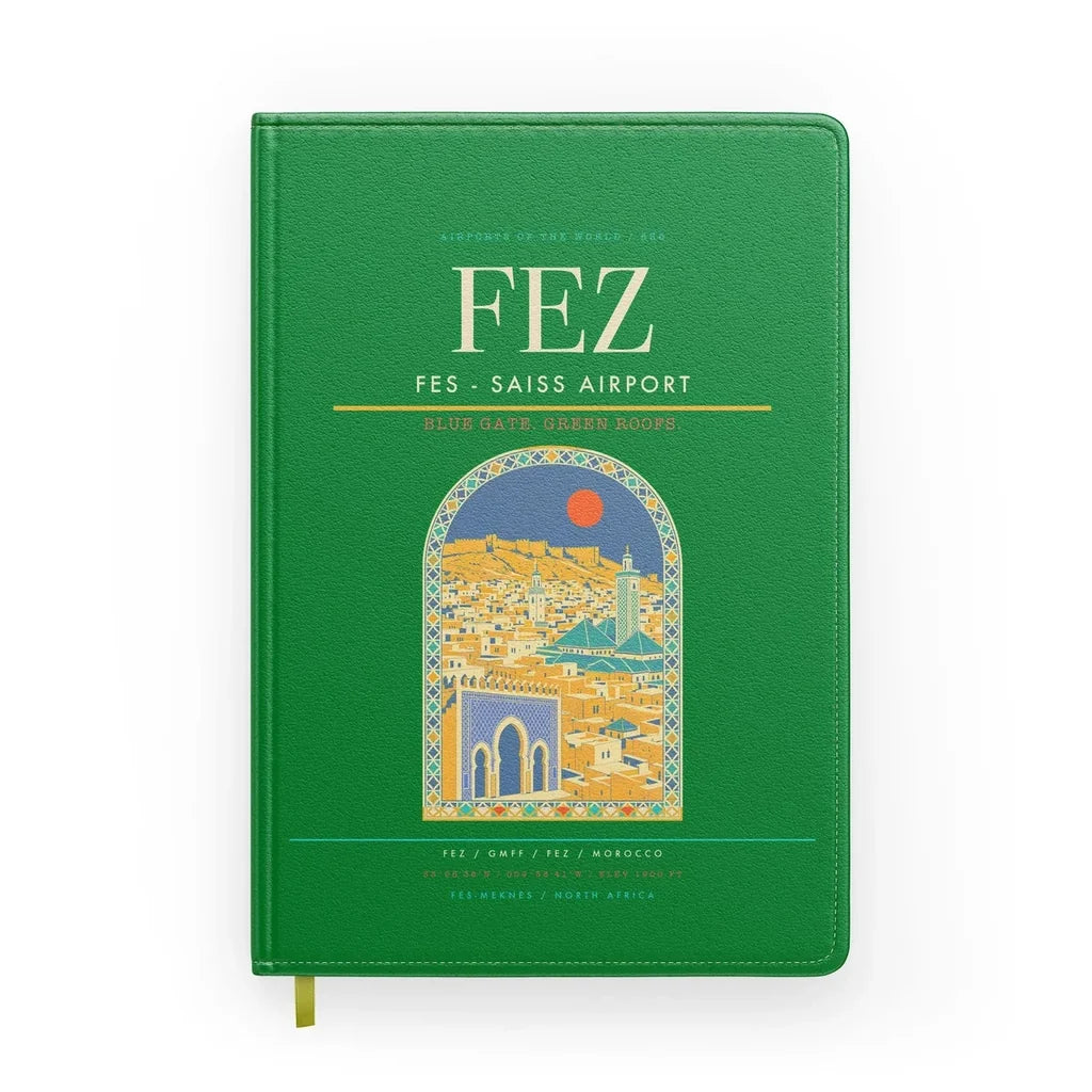 Fes (FEZ) design on green notebook