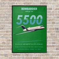 Thumbnail for Bombardier Global 5500 vertical canvas print - framed - green background