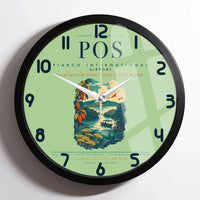 Thumbnail for Piarco International Airport (POS) design on light green framed wall clock