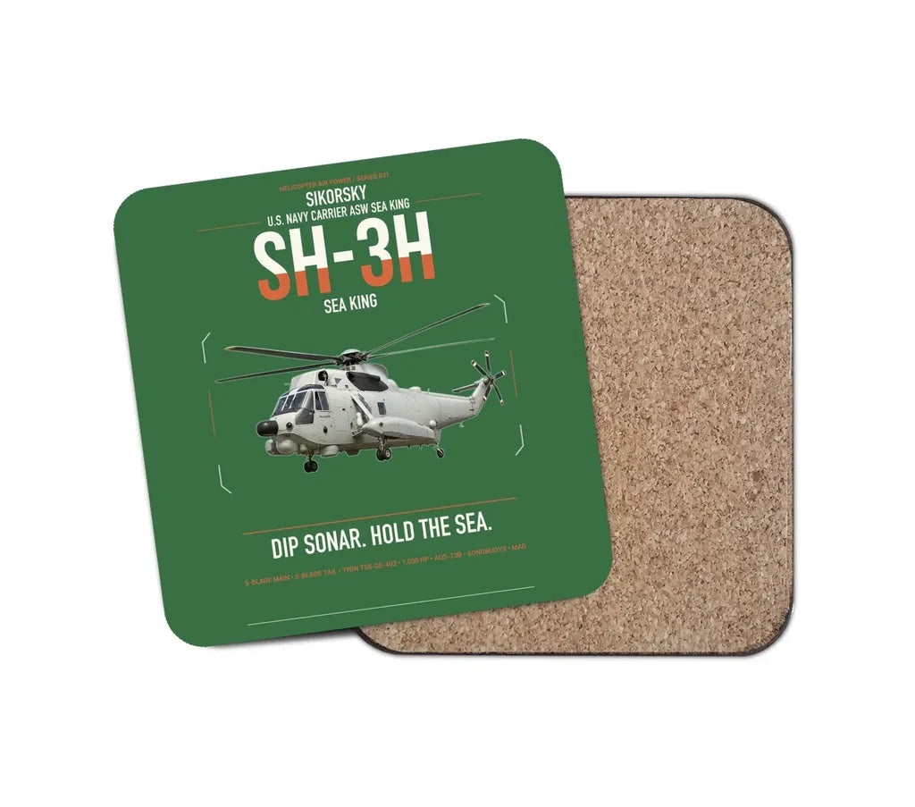 Sikorsky SH-3H Sea King design on green 1 piece coaster
