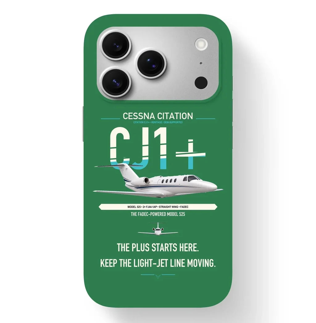 Cessna Citation CJ1+ design on green magsafe iphone case, for iPhone 17 Pro