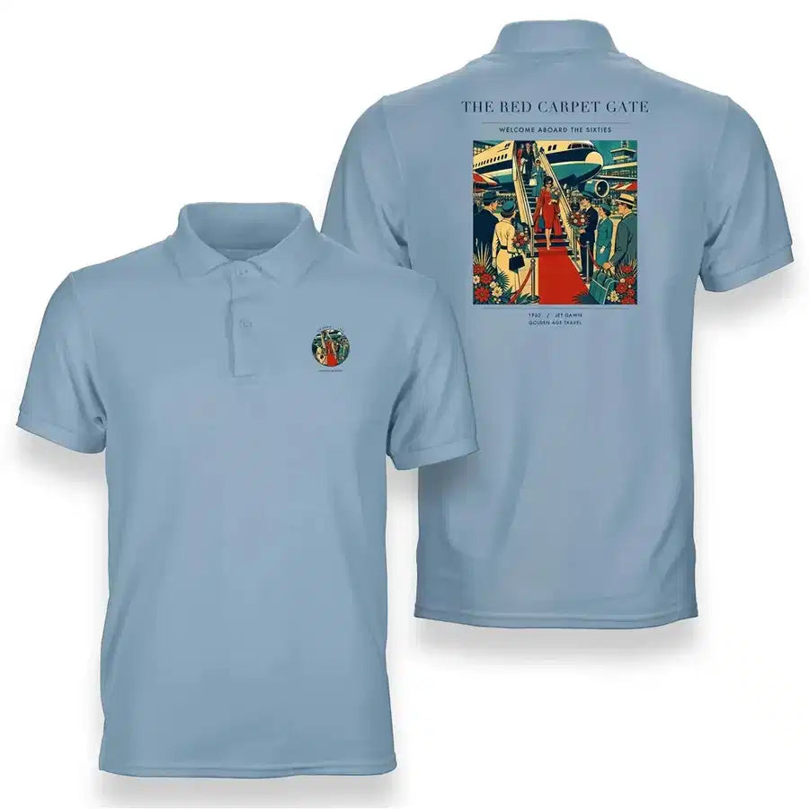 VINTAGE G4124 - The Red Carpet Gate - Double-Side Polo T-Shirt design on lightblue