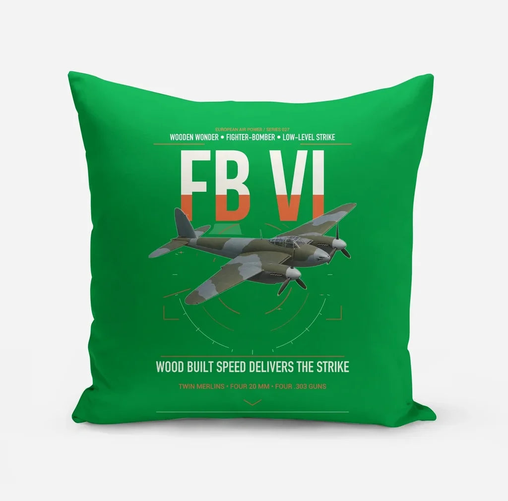 de Havilland Mosquito FB VI design on green pillow