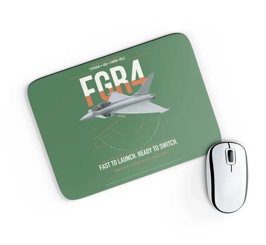Eurofighter Typhoon FGR4 design on green rectangle mouse pad