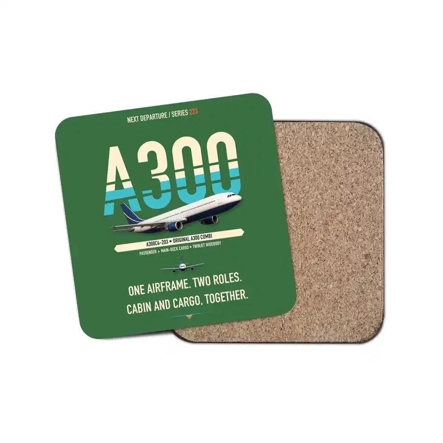 Airbus A300C4-203 design on green 1 piece coaster
