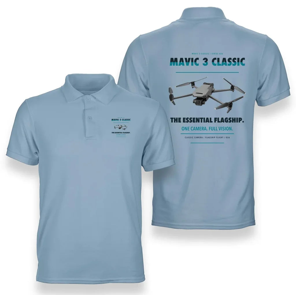 DJI Mavic 3 Classic design on light blue polo