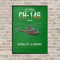 Thumbnail for Bell Canada CH-146 Griffon vertical canvas print - framed - green background