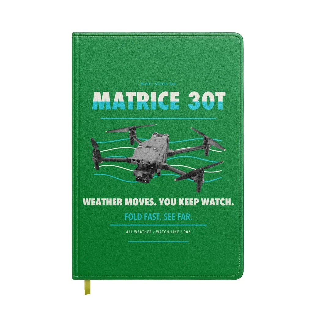 DJI Matrice 30T design on green notebook