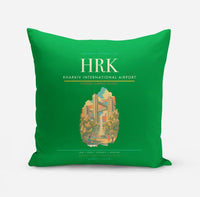 Thumbnail for Kharkiv International Airport (HRK) design on green pillow