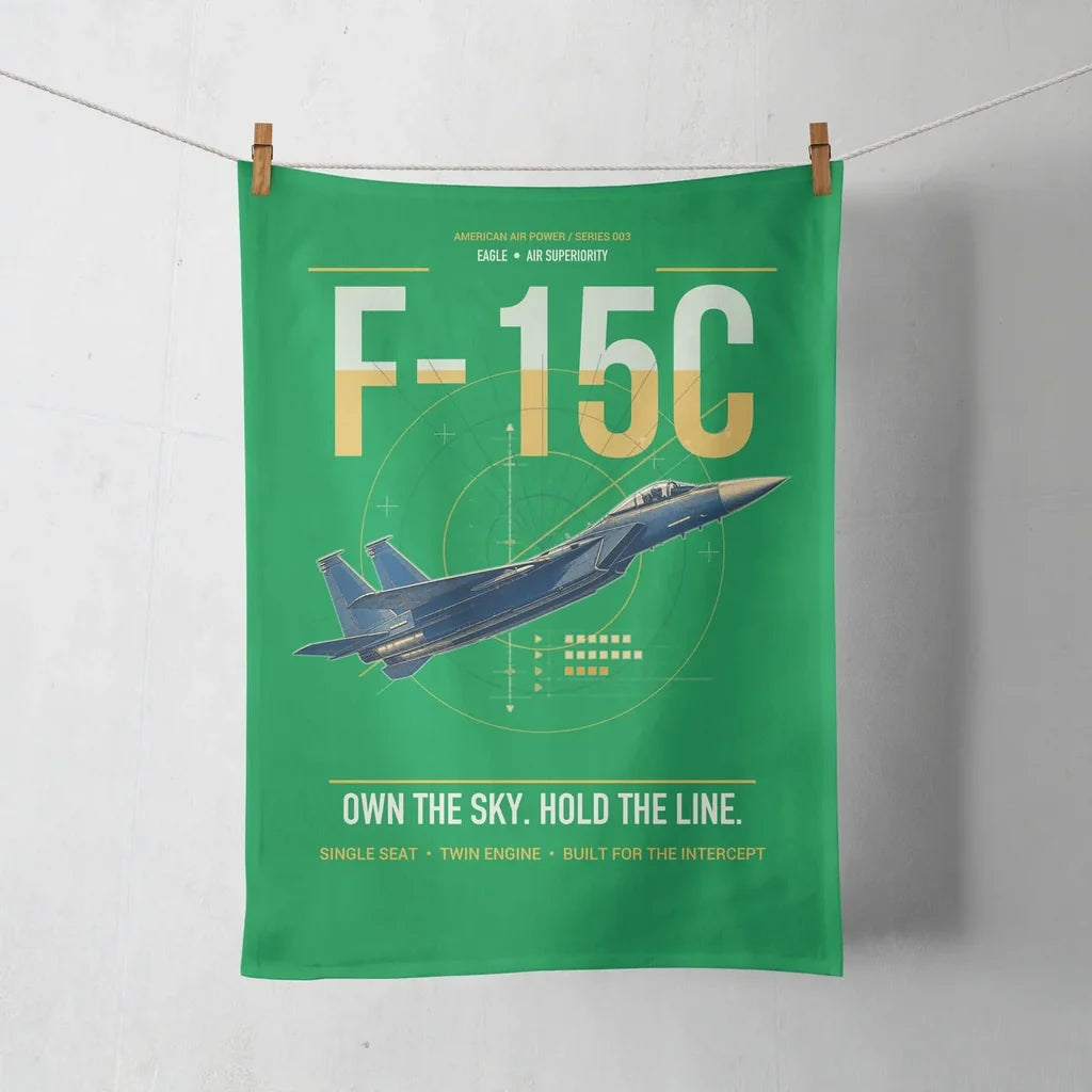 F-15C Eagle design on green towel