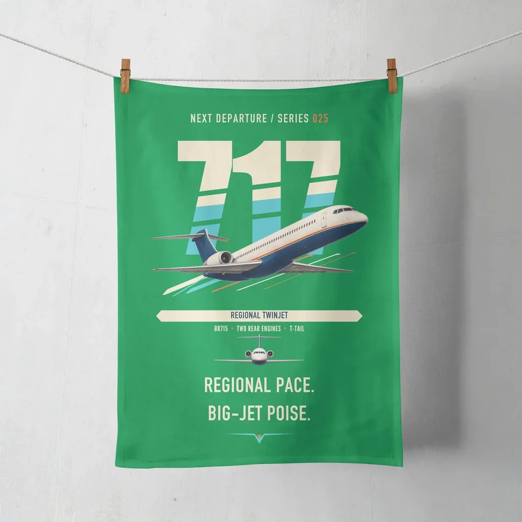 Boeing 717-200 design on green towel