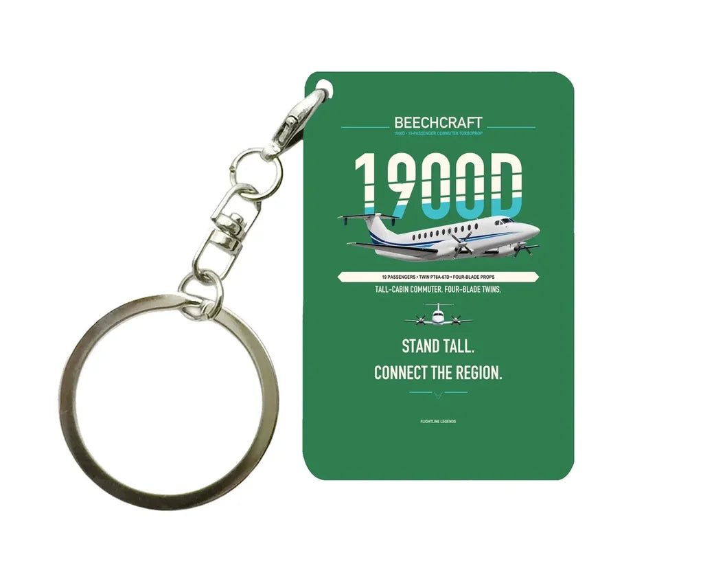 Beechcraft 1900D Key Chain design on green key chain