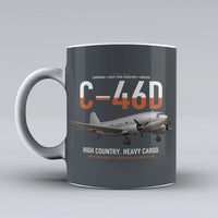 Thumbnail for C-46D Commando design on gray ceramic mug, double-side print