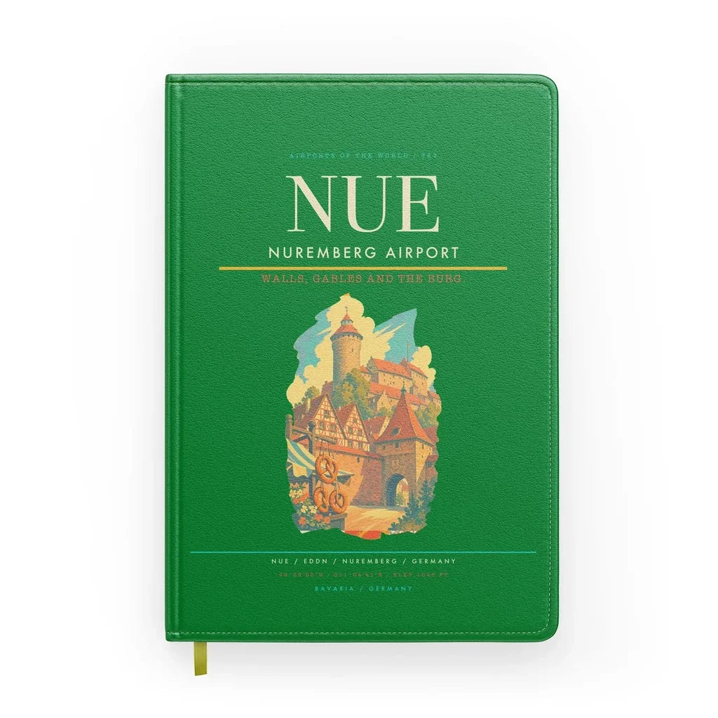 Nuremberg Airport (NUE) design on green notebook