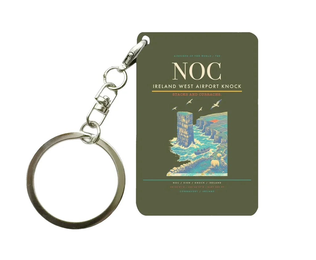 Ireland West Airport Knock (NOC) design on green army key chain