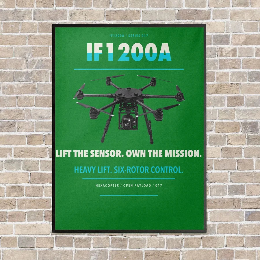 Inspired Flight IF1200A vertical canvas print - framed - green background