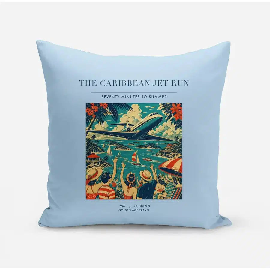 VINTAGE G4122 - The Caribbean Jet Run - Designed Pillows design on lightblue