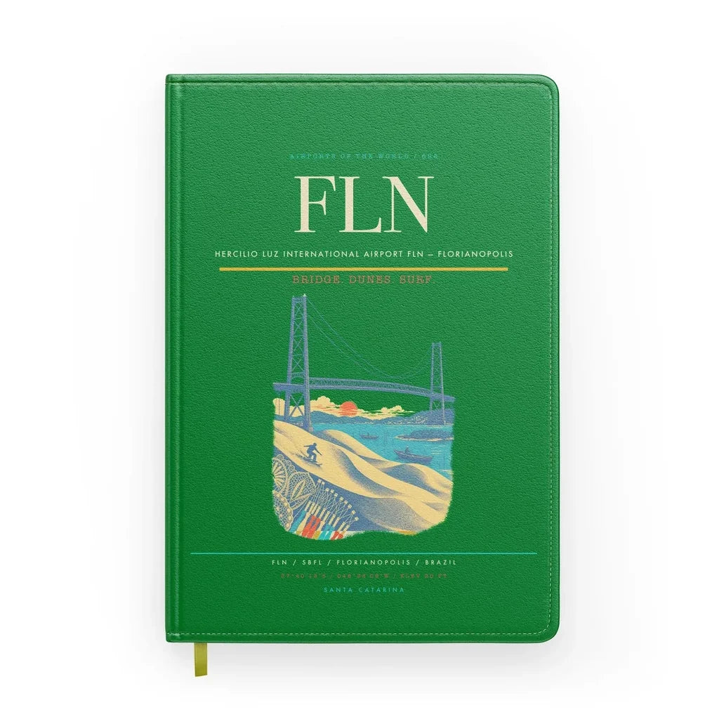 Hercilio Luz International Airport (FLN) design on green notebook