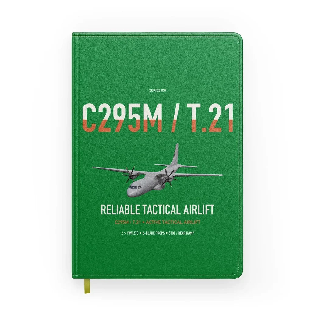 Airbus C295M T.21 design on green notebook