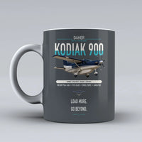 Thumbnail for Daher Kodiak 900 design on gray ceramic mug, double-side print