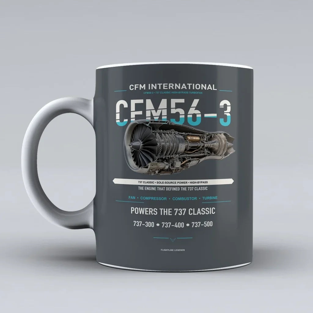 Mug design on gray cfm56 3