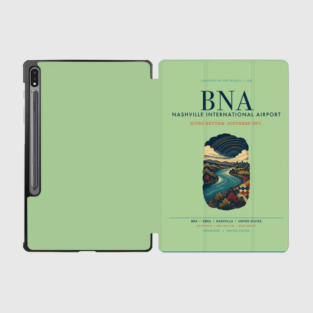 Nashville International Airport (BNA) design on light green samsung tablet tablet case