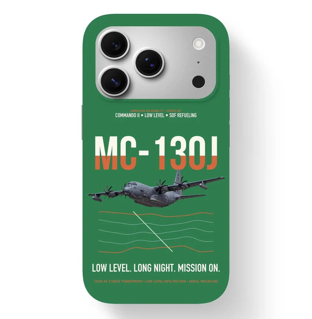 MC-130J COMMANDO II design on green magsafe iphone case, for iPhone 17 Pro