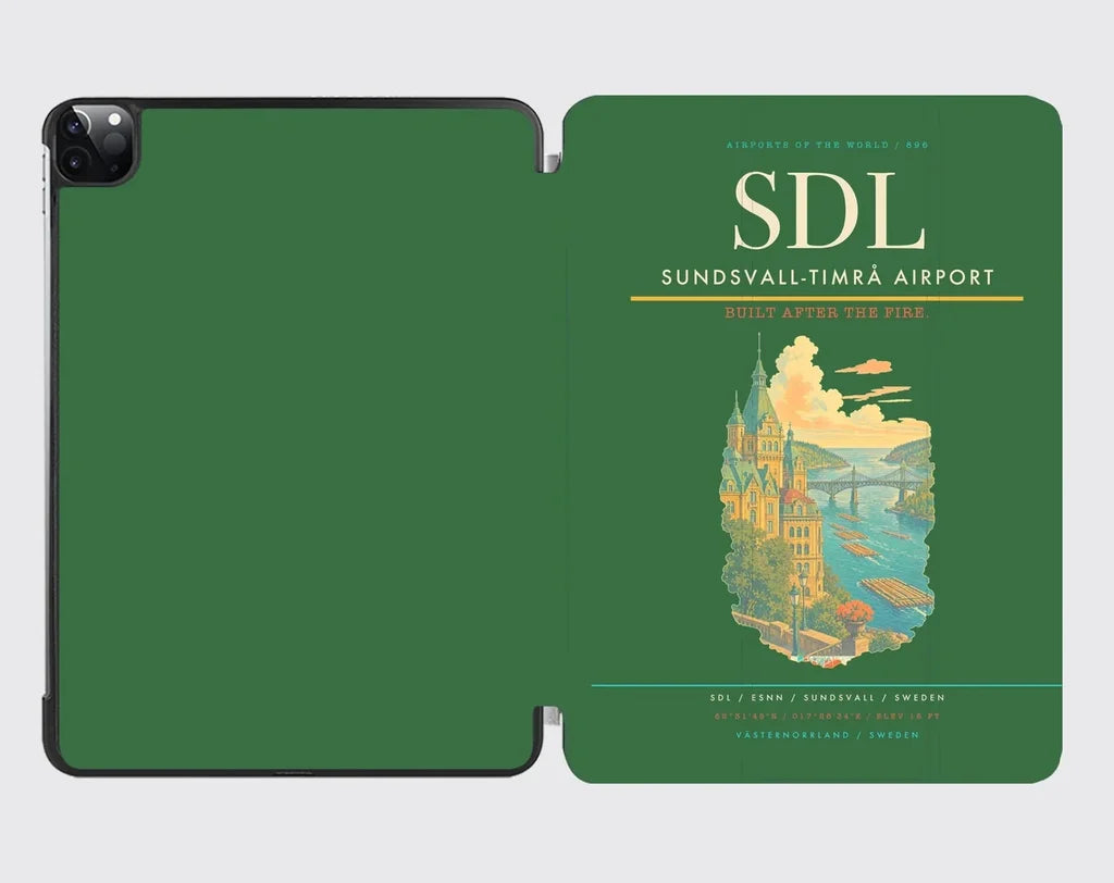 Sundsvall-Timrå Airport (SDL) design on green ipad tablet case