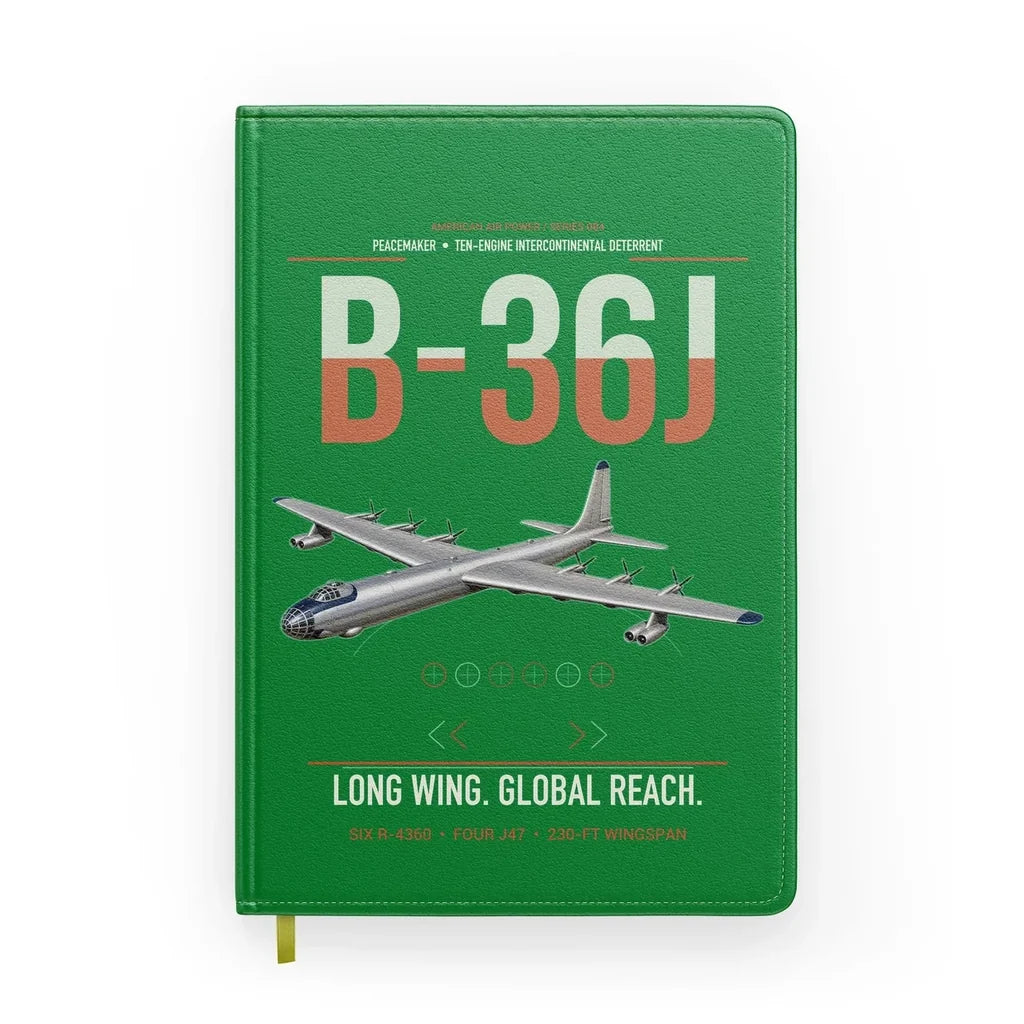 B-36J Peacemaker design on green notebook