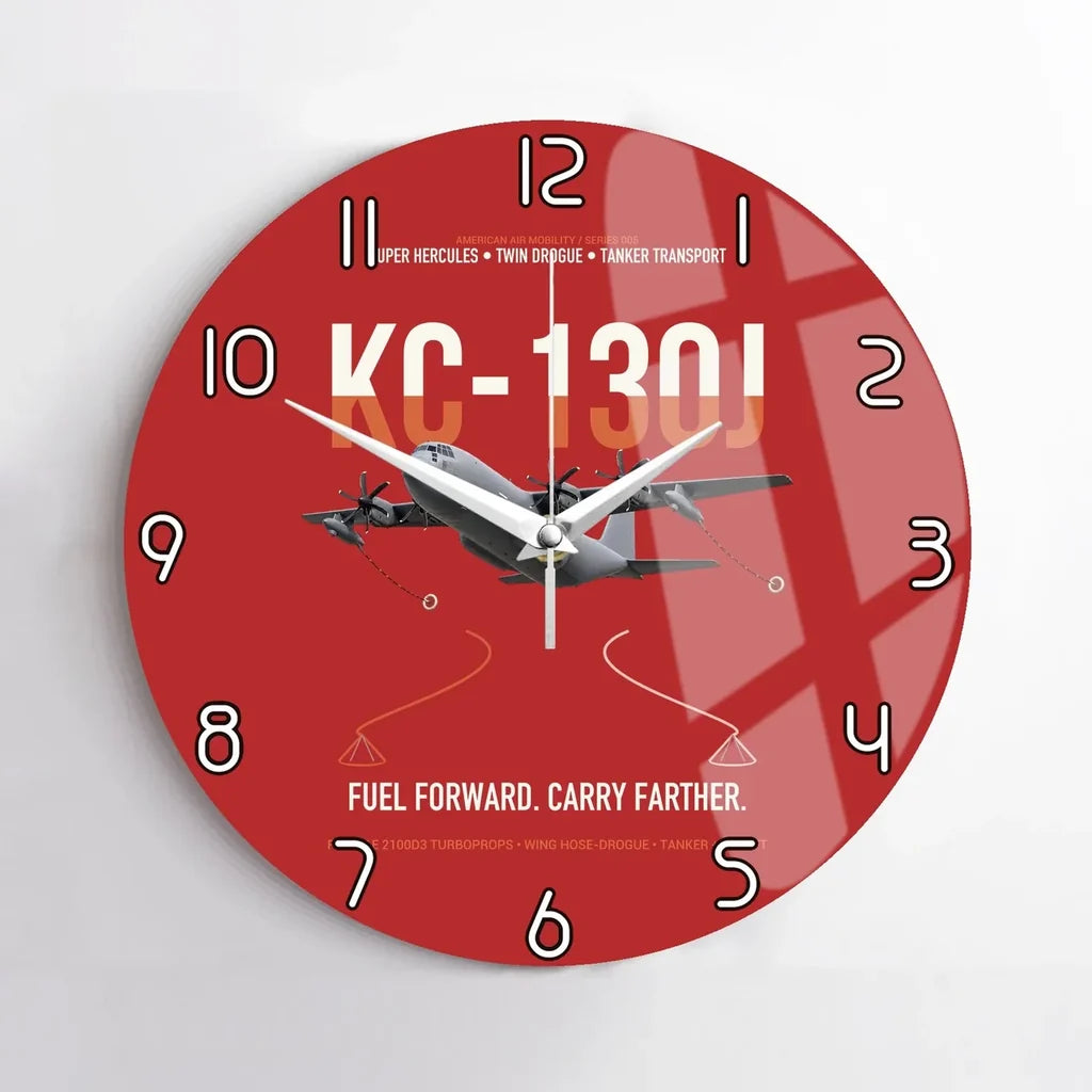 KC-130J SUPER HERCULES design on red no frame wall clock