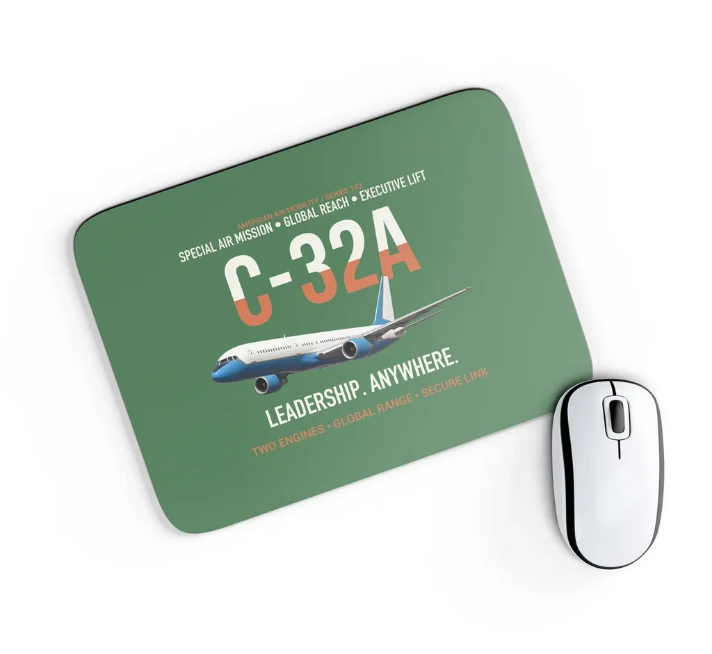 C-32A Air Force Two Global Reach design on green rectangle mouse pad
