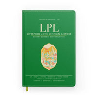 Thumbnail for Liverpool John Lennon Airport (LPL) design on green notebook