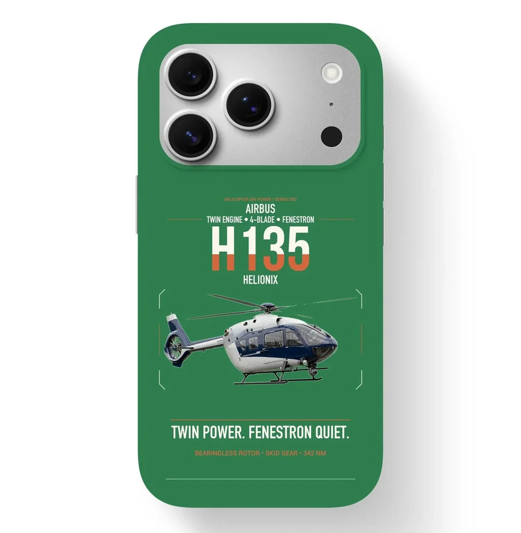 Airbus H135 design on green magsafe iphone case, for iPhone 17 Pro
