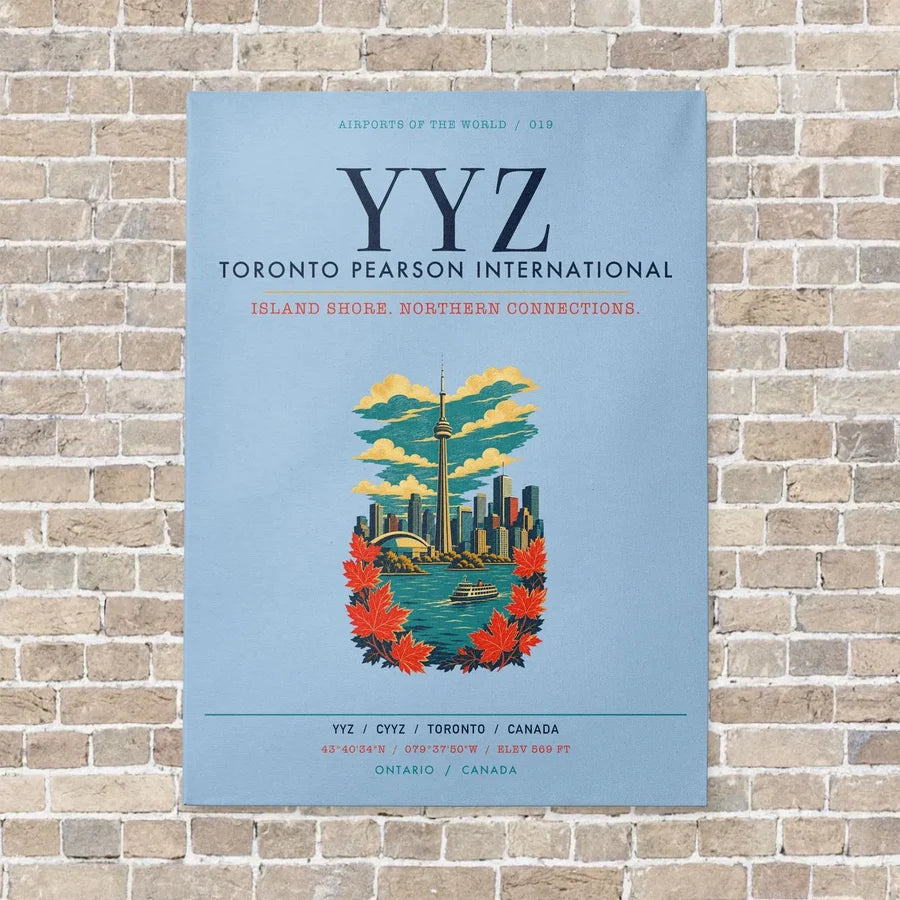 Toronto Pearson International Airport YYZ vertical canvas print - no frame - light blue background