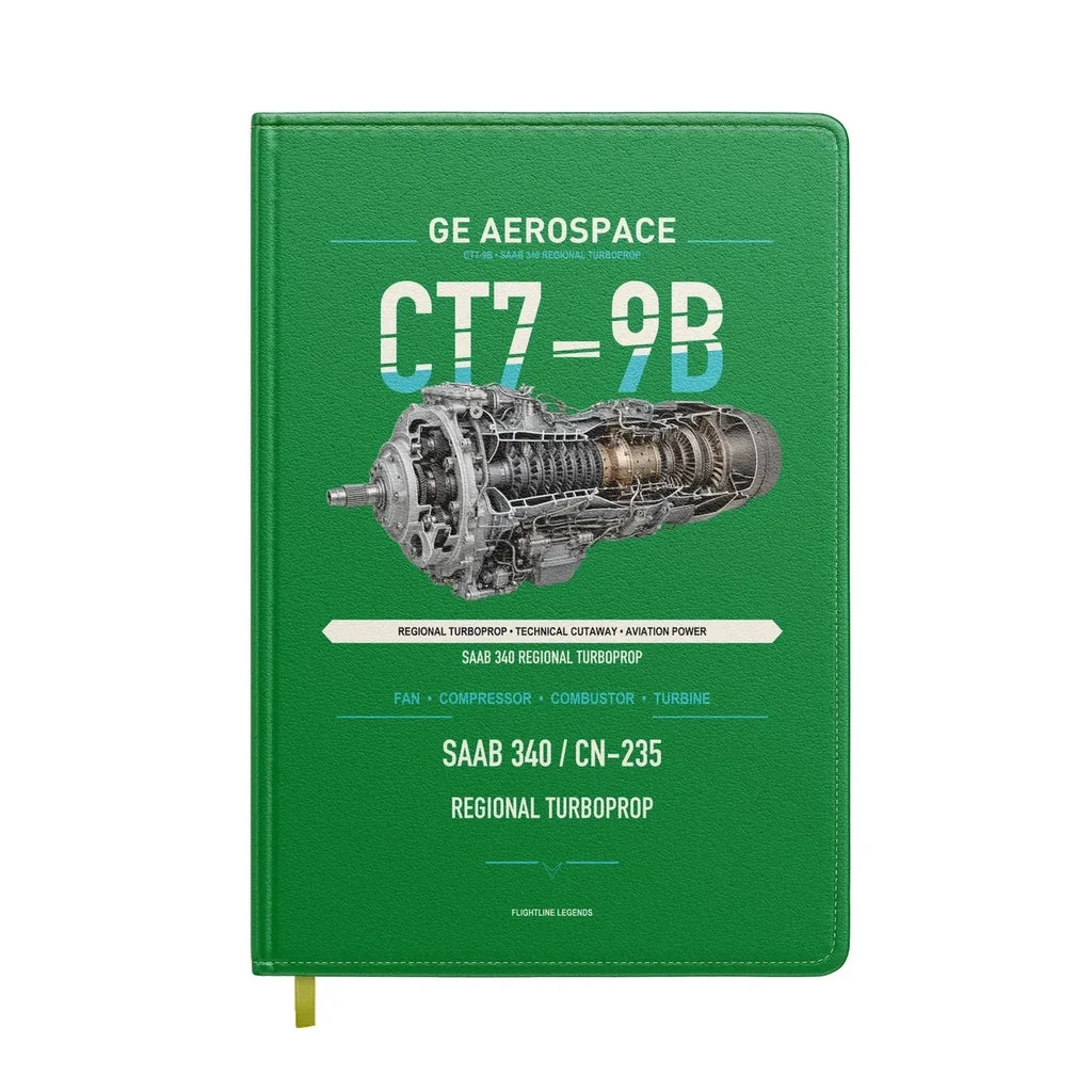CT7-9B design on green notebook